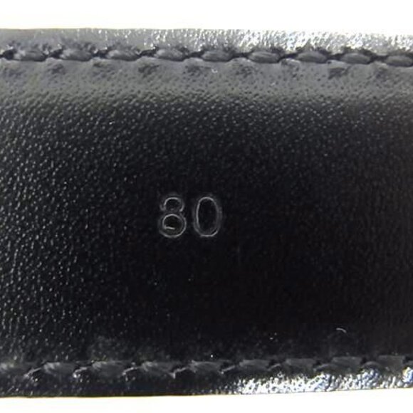 Celine Triomphe Leather Silver Hardware Belt Size 80 Black Fq0373